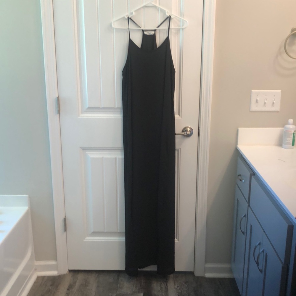 Black Maxi Length Dress With Slit